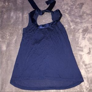 Navy blue top/ shirt with a bow on the back